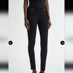 St. John Black Mixed Texture Knit Skinny Pants NWT Size Small